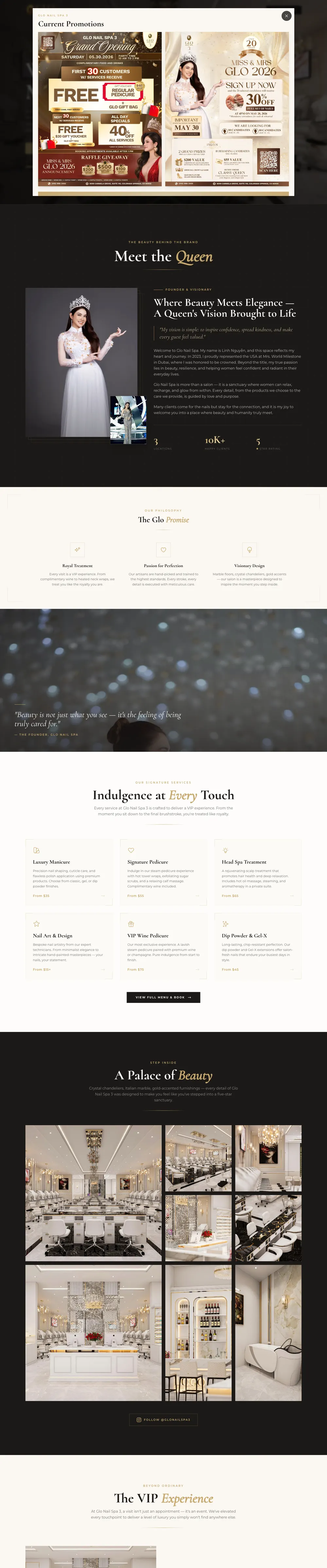 Glo Nail Spa 3 website design by Alpha Media — desktop view