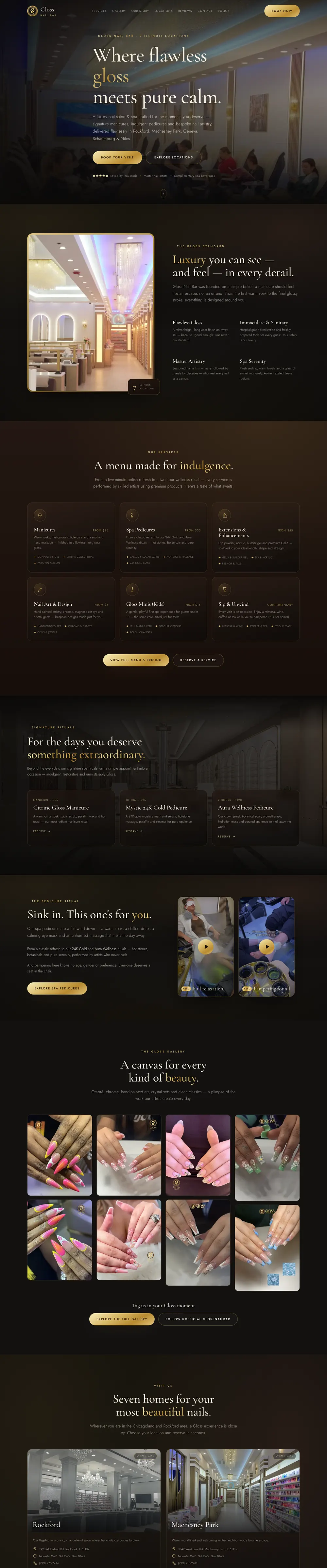 Gloss Nail Bar website design by Alpha Media — desktop view